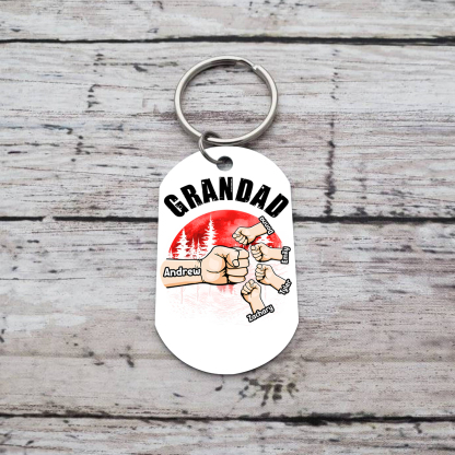 5 Names - Personalised Custom Fist Bump Keyring Mangrove Style Keyring Gift for Dad