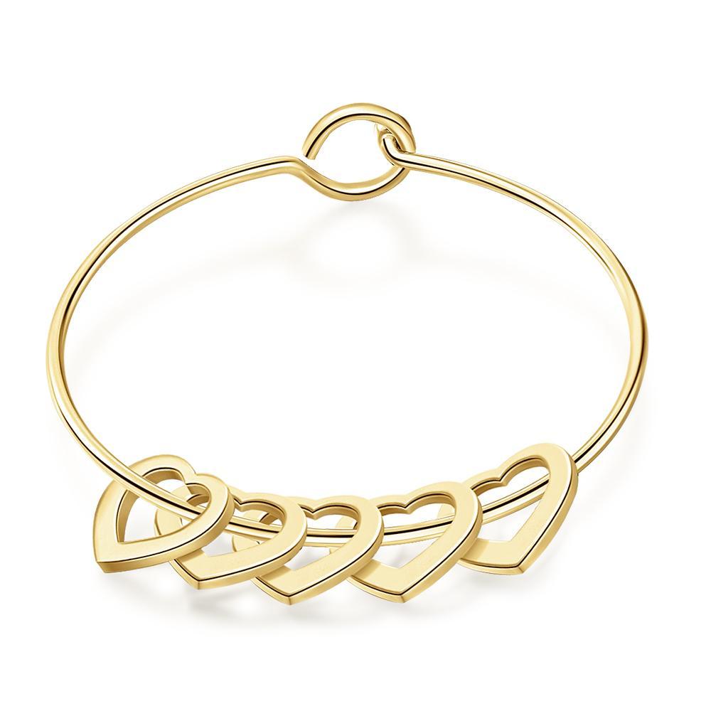 Personalised 5 Names Kids Bracelet Custom Engraved Heart Shaped Charm Bracelet - Christmas Gift for Mum/nan