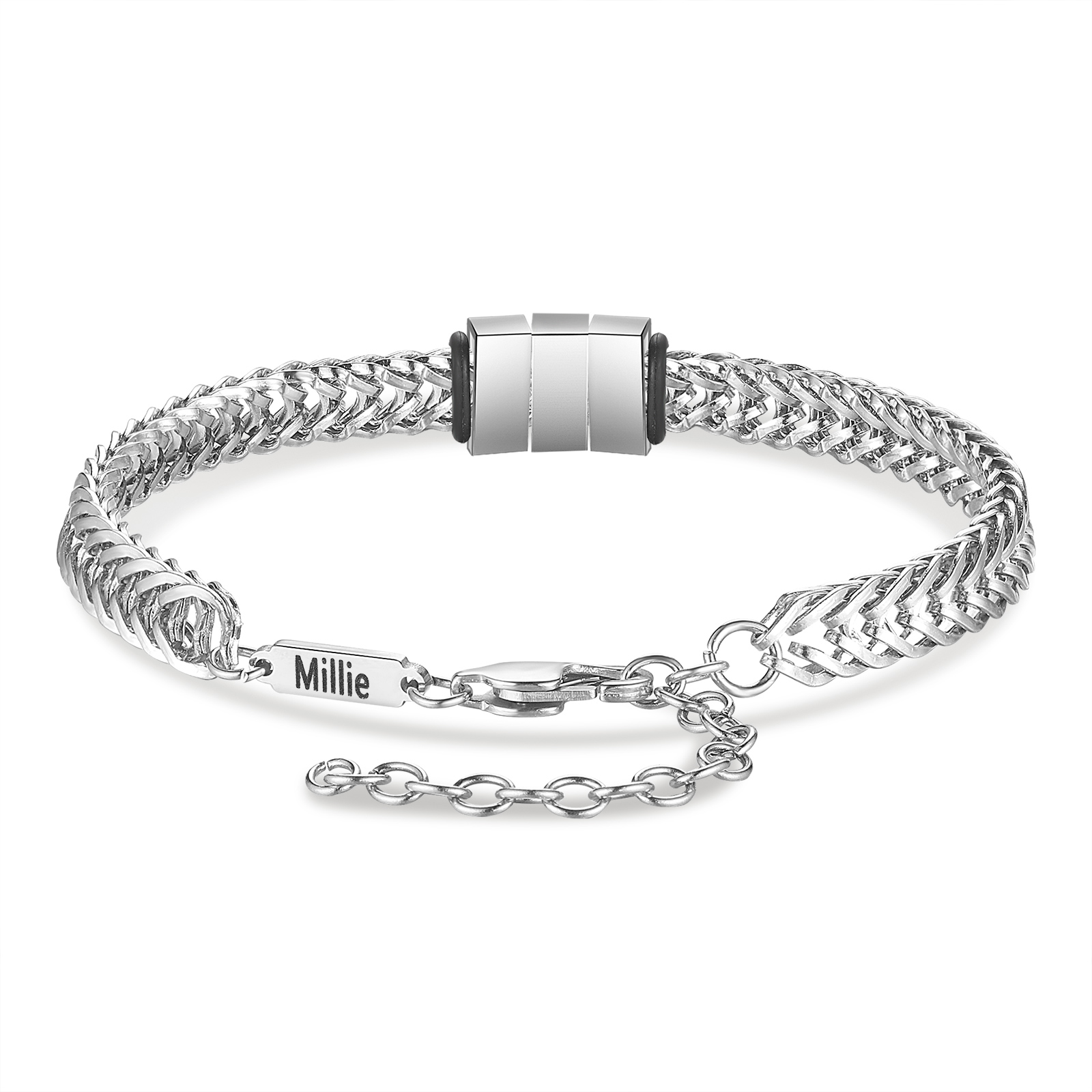 4 Names - Personalised Name Stainless Steel Men's Bracelet Great Gift for Him