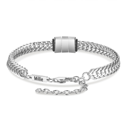 4 Names - Personalised Name Stainless Steel Men's Bracelet Great Gift for Him