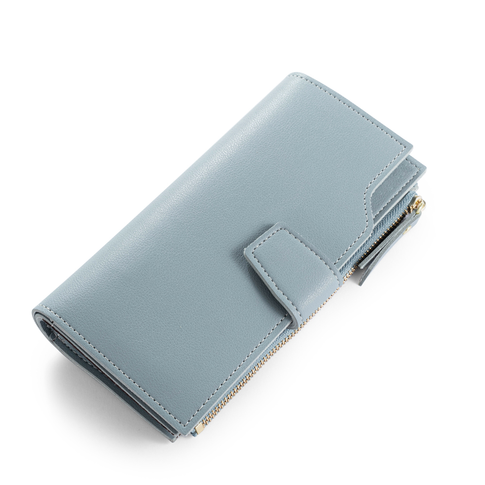 Custom Purse-Blue Personalised Leather Wallet Engraved Photo Long Purse Gifts For Women