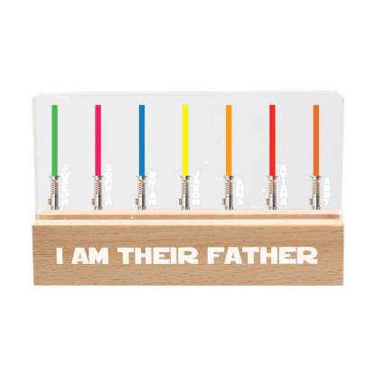 Personalised Star Wars Logo Father's Day Gift - I'm Their Dad - Table Lamp with 7 Names