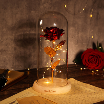 Personalised Eternal Glass Dome Rose Night Light Valentine's Day Gifts For Her