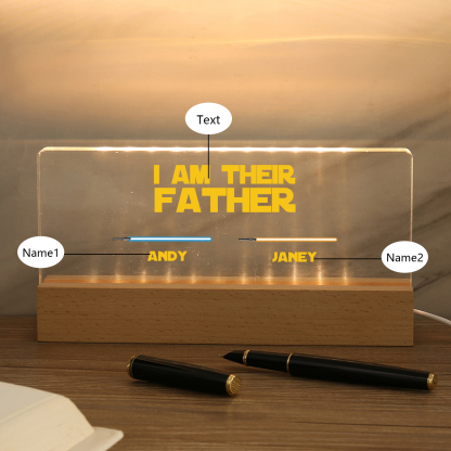 2 Names-Personalised Star Wars Logo Table Lamp-I am their dad-Father's Day Gift For Dad