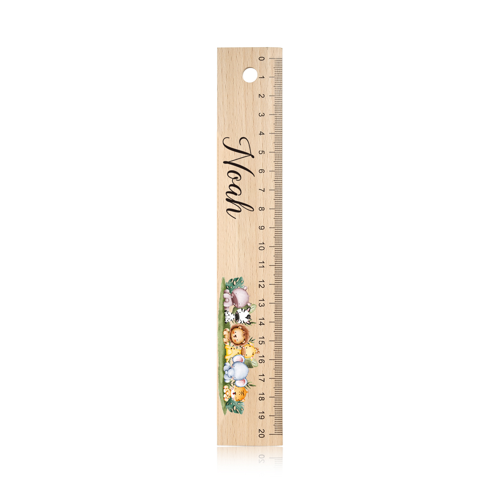 Cute Animal Personalised School Wooden Ruler With Engraved Children's Name - Back to School Suppler Gift for Kids