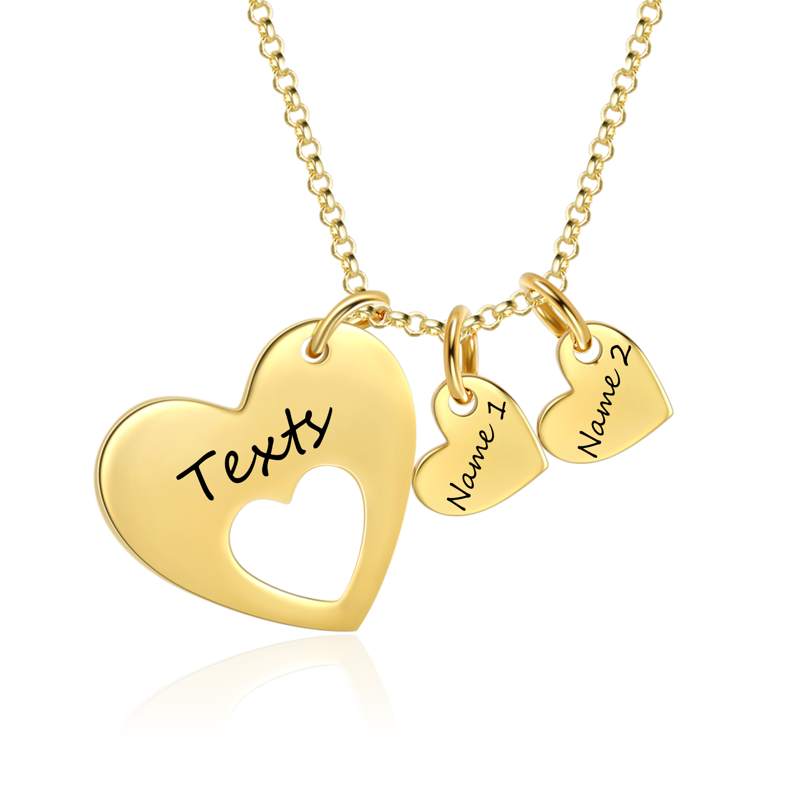 2 Names - Personalised Love Pendant Necklace with Gift Box Customized Name Gift for Her