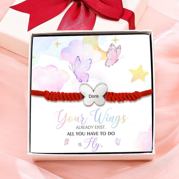 Butterfly Adjustable Bracelet Custom Name Bracelet Gift for Daughter Granddaughter - Your Wings Always Exist, All You Have To Do Is Fly