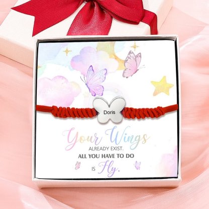 Butterfly Adjustable Bracelet Custom Name Bracelet Gift for Daughter Granddaughter - Your Wings Always Exist, All You Have To Do Is Fly