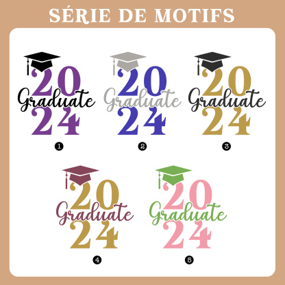 2024 Graduation Gift - Personalised Name and Year Glass with Glass Straw