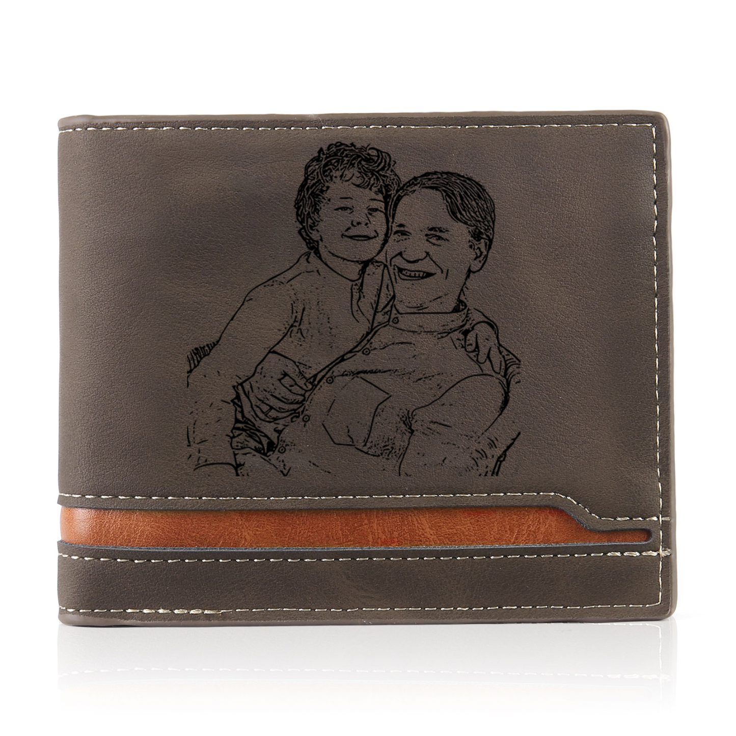 3 Names - Personalised Photo Custom Leather Men's Folding Wallet as a Father's Day Gift for Dad