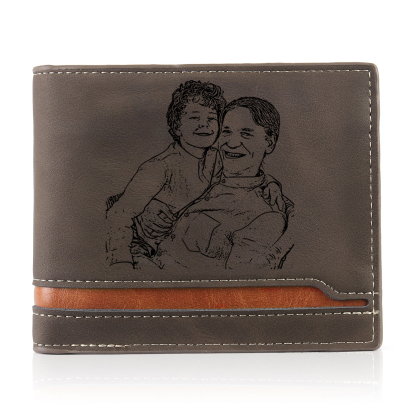 3 Names - Personalised Photo Custom Leather Men's Folding Wallet as a Father's Day Gift for Dad