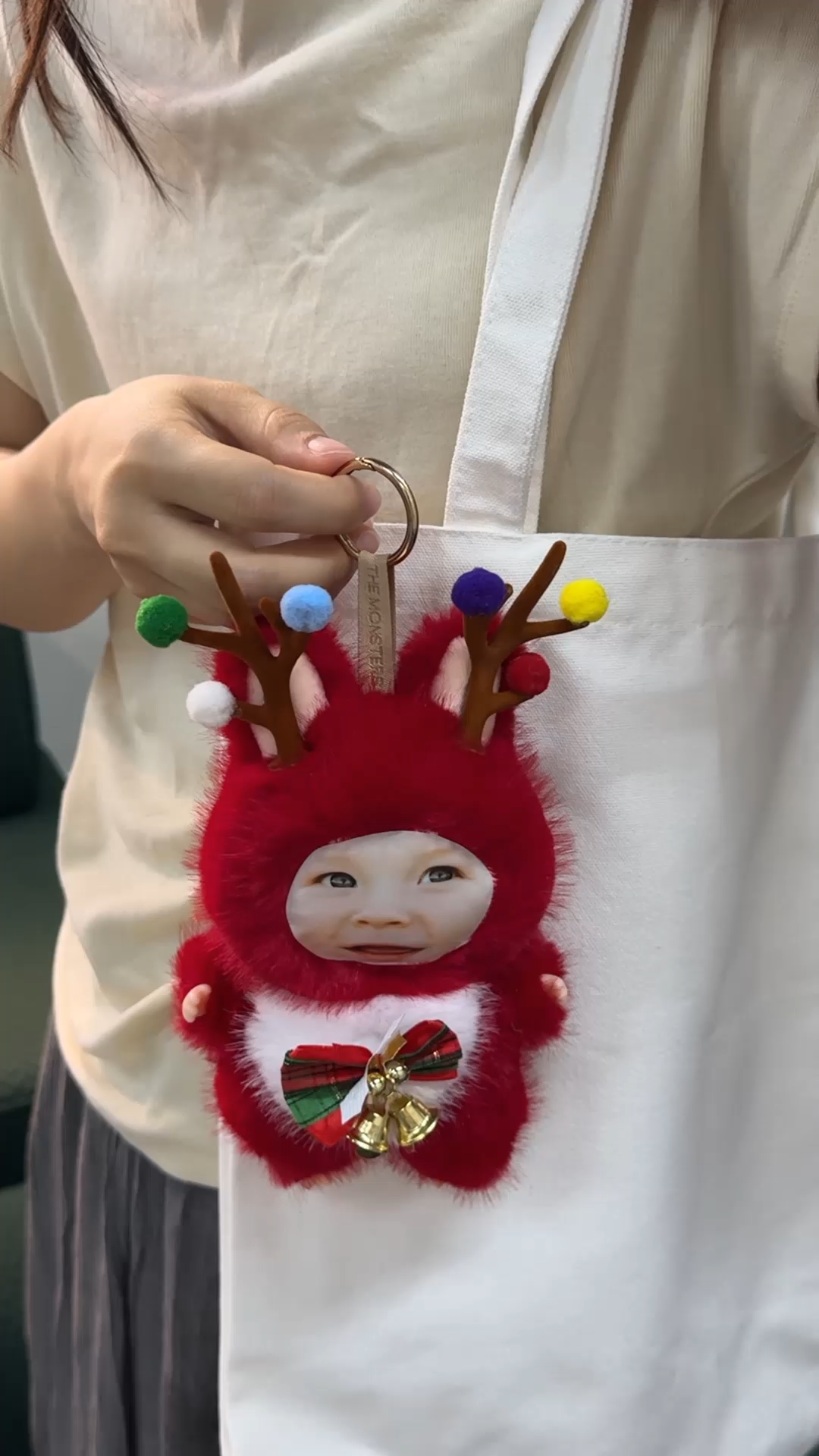 Personalised Christmas Elk Plush Photo Keyring