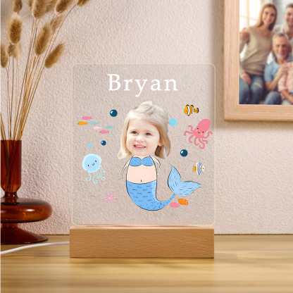 Personalised Photo & Name Acrylic Exquisite Pattern Night Light, A Gift For Children