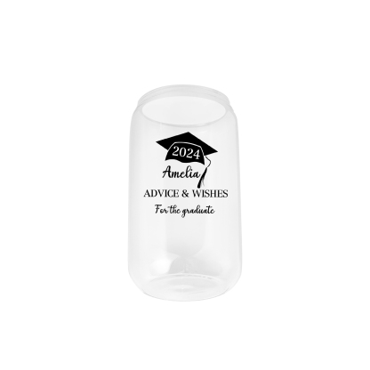 2024 Graduation Gift - Personalised Custom Text, Name and Year Glass with Glass Straw