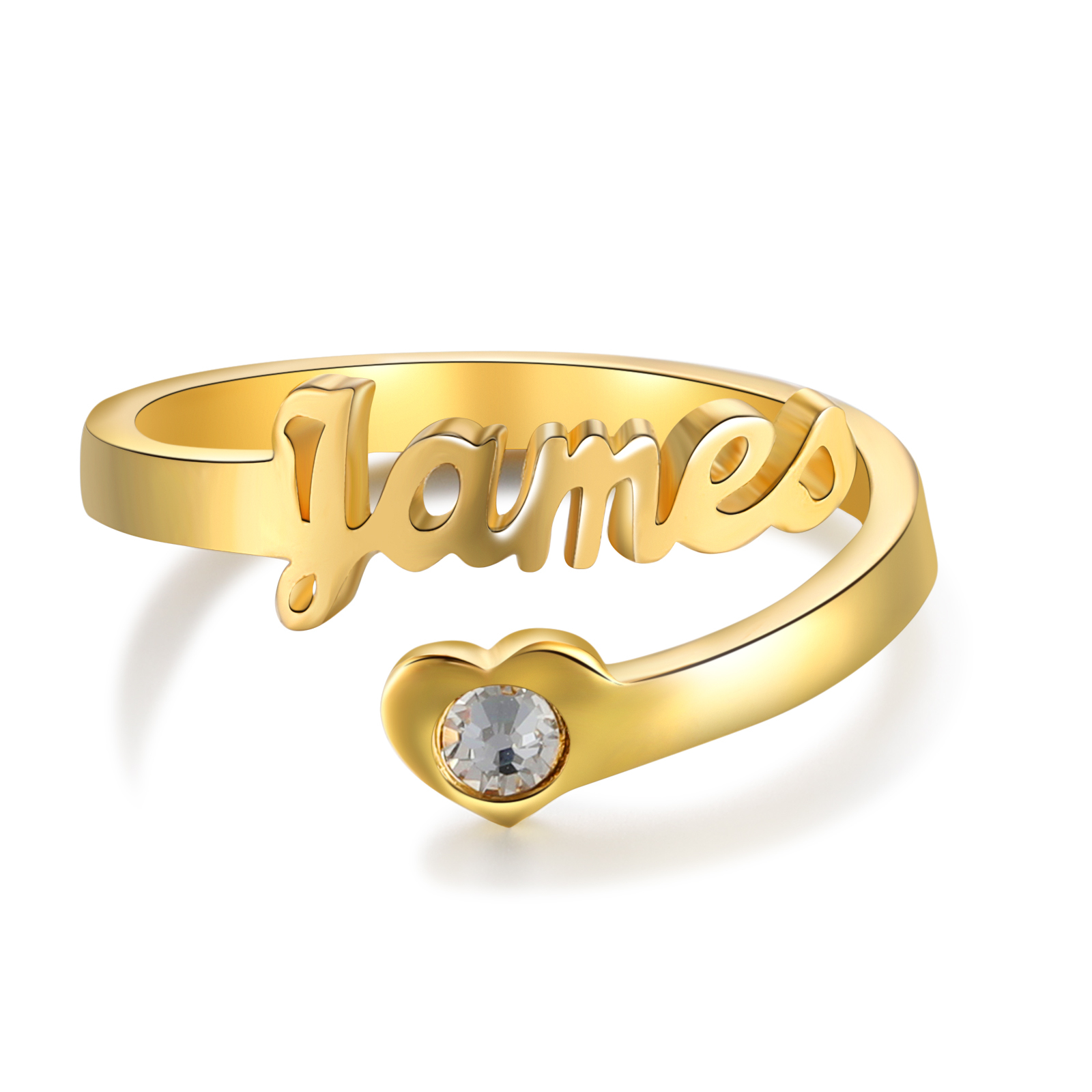 Personalised Heart Ring With Birthstone Custom 1 Name Ring Gifts For Her