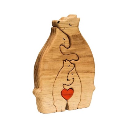 Personalised Wooden Bears Family Puzzle Custom 2 Names Gifts for Family