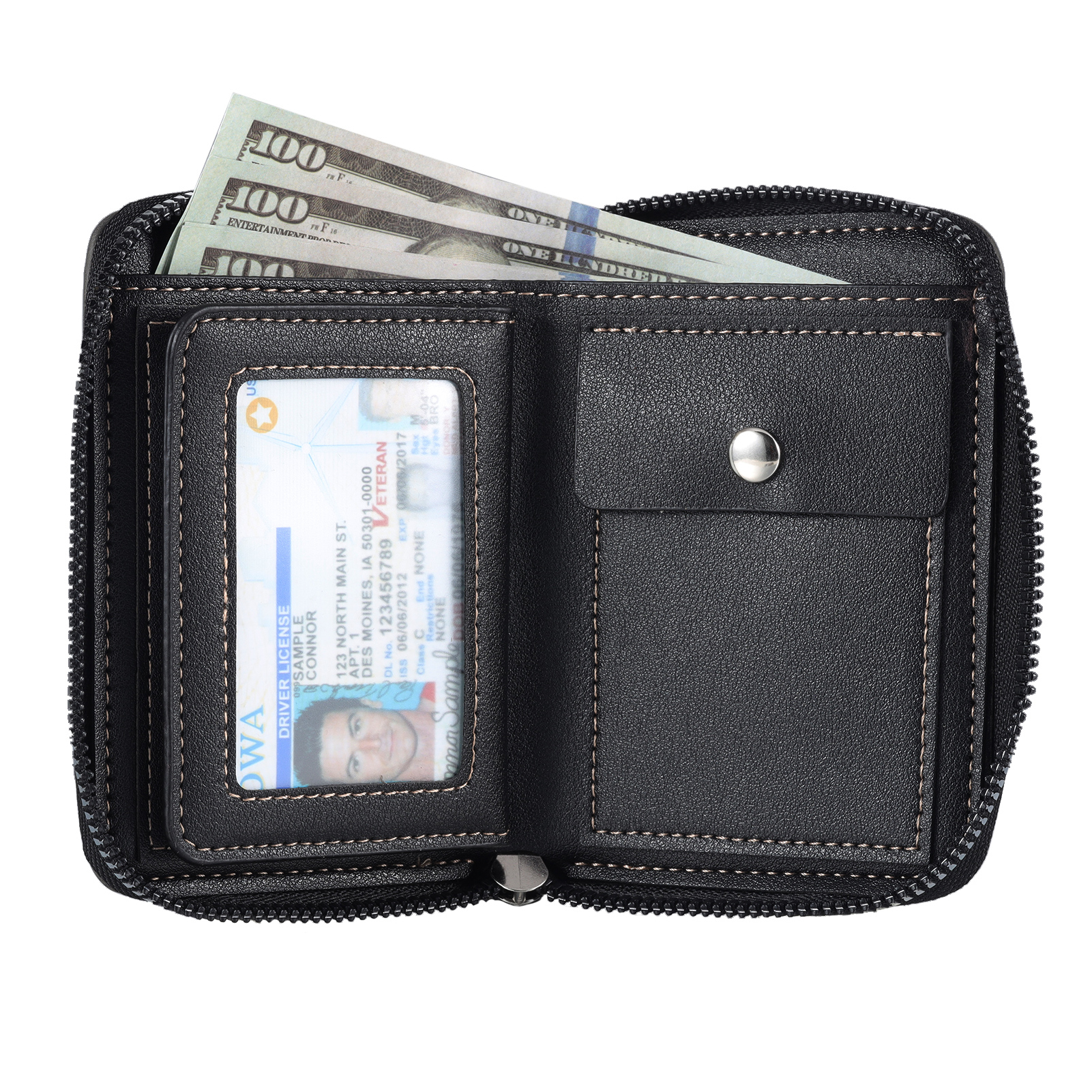 2 Names - Personalised Fist Bump Fist Bump Photo Custom Leather Men's Zipper Wallet as a Father's Day Gift for Dad