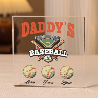 3 Names - Personalised Baseball Acrylic Keepsake Customized Name Acrylic Plaque Decoration Father's Day Gift for Dad