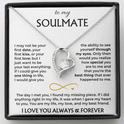Heart Necklace with "To My Soulmate" Message - Valentine’s Day Gifts f