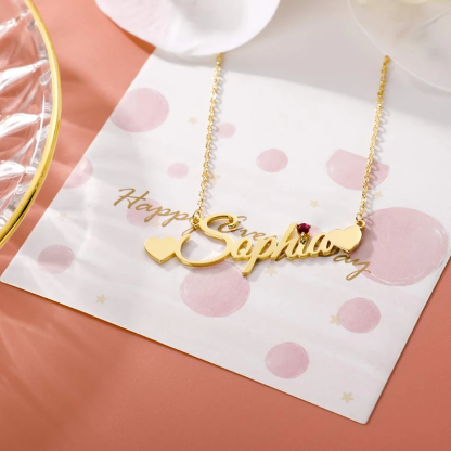 Personaliized With Birthstone Name Necklace