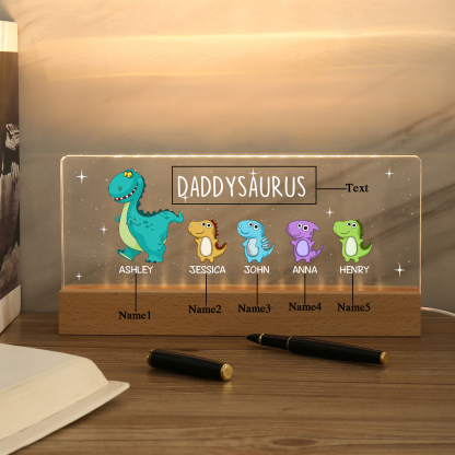 5 Names - Personalised Cute Dinosaur Pattern Beautiful Table Lamp Father's Day Gift for Dad