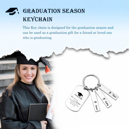 3 Names - Personalised Name Exquisite Graduation Keyring Gift For Her/Him