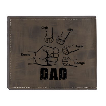 5 Names - Personalised Photo Custom Leather Men's Wallet as a Father's Day Gift for Dad