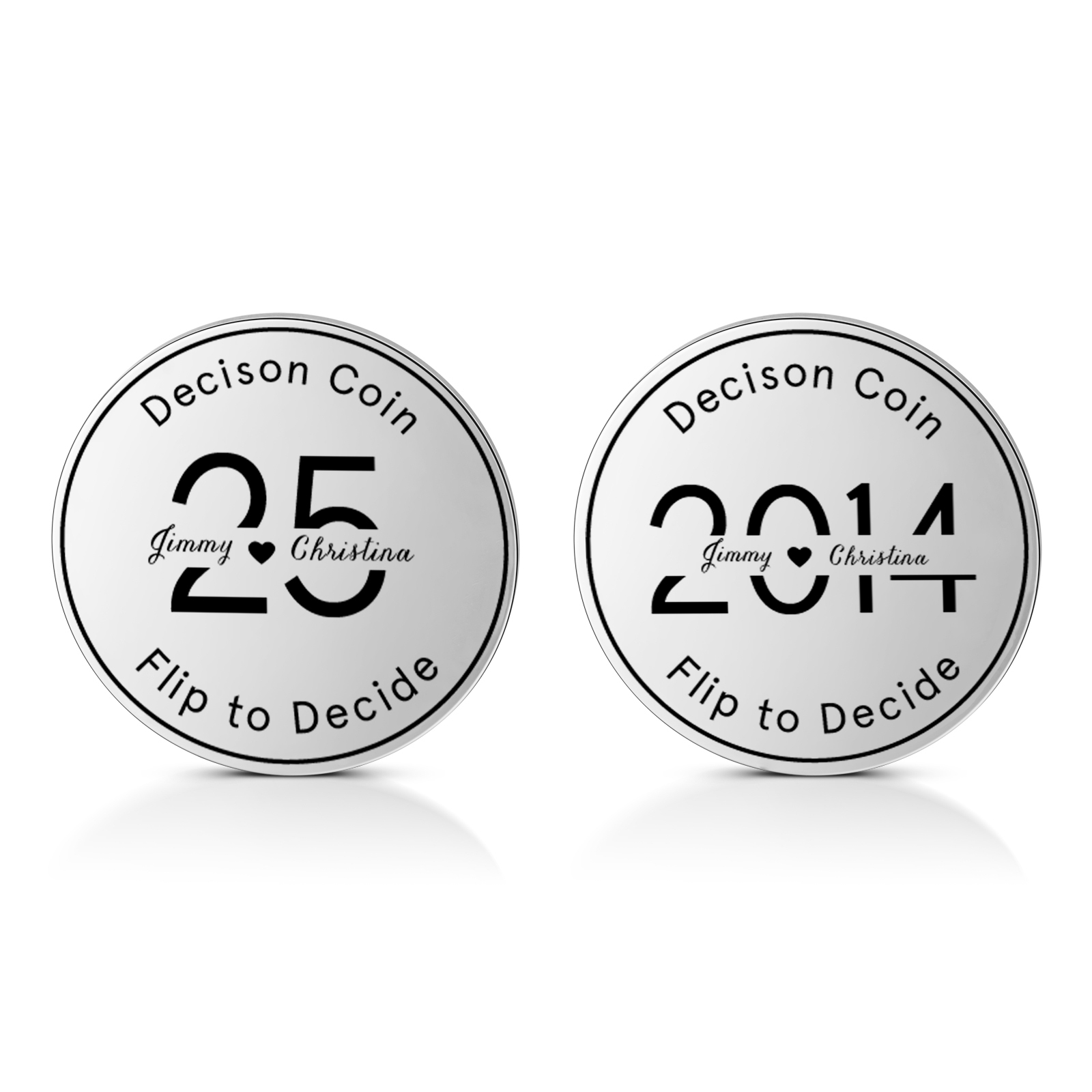 2 PCS Personalized Name Stainless Steel Anniversary Coin Custom Text And Year Special Gift