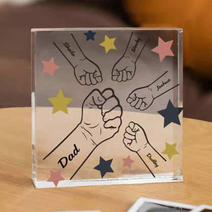 5 Names - Personalised Fist Bump Family Acrylic Keepsake Customized Name Acrylic Home Decor Gift for Dad