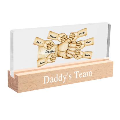 7 Names - Personalised Fist Bump Pattern Table Lamp Customized Text Father's Day Gift for Dad