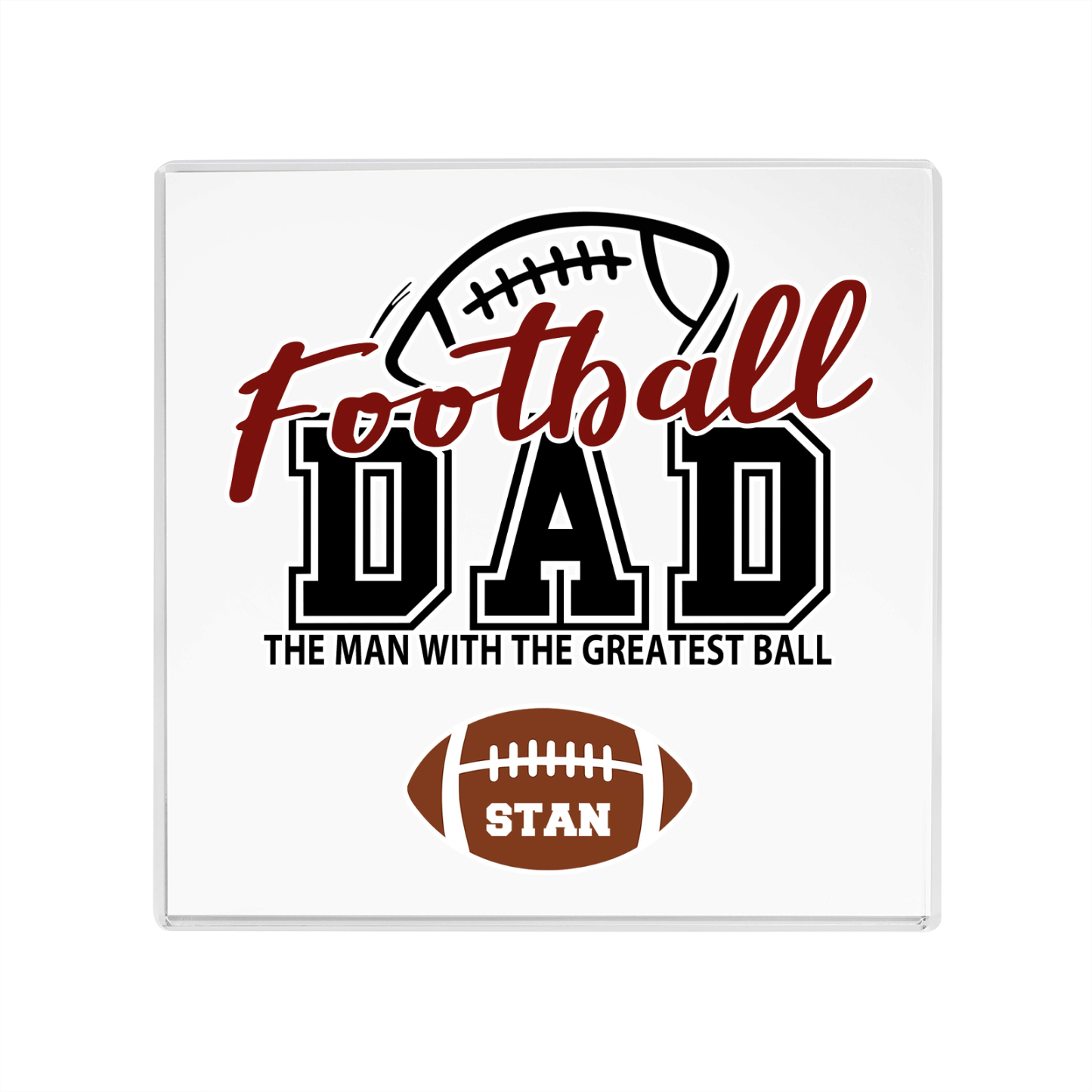 1 Name - Personalised Football Acrylic Keepsake Customized Name Acrylic Plaque Decoration Father's Day Gift for Dad