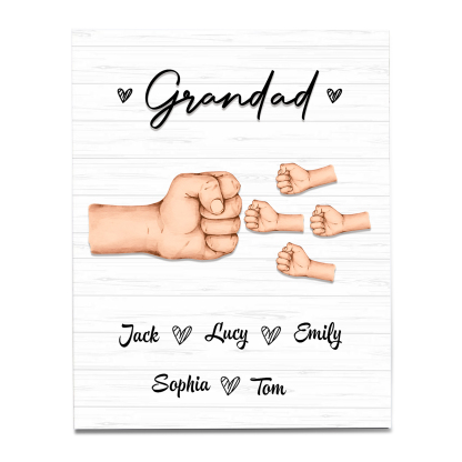 5 Names - Personalised Wooden Ornament Fist Bump Style Engraved Name and Text Ornament for Dad