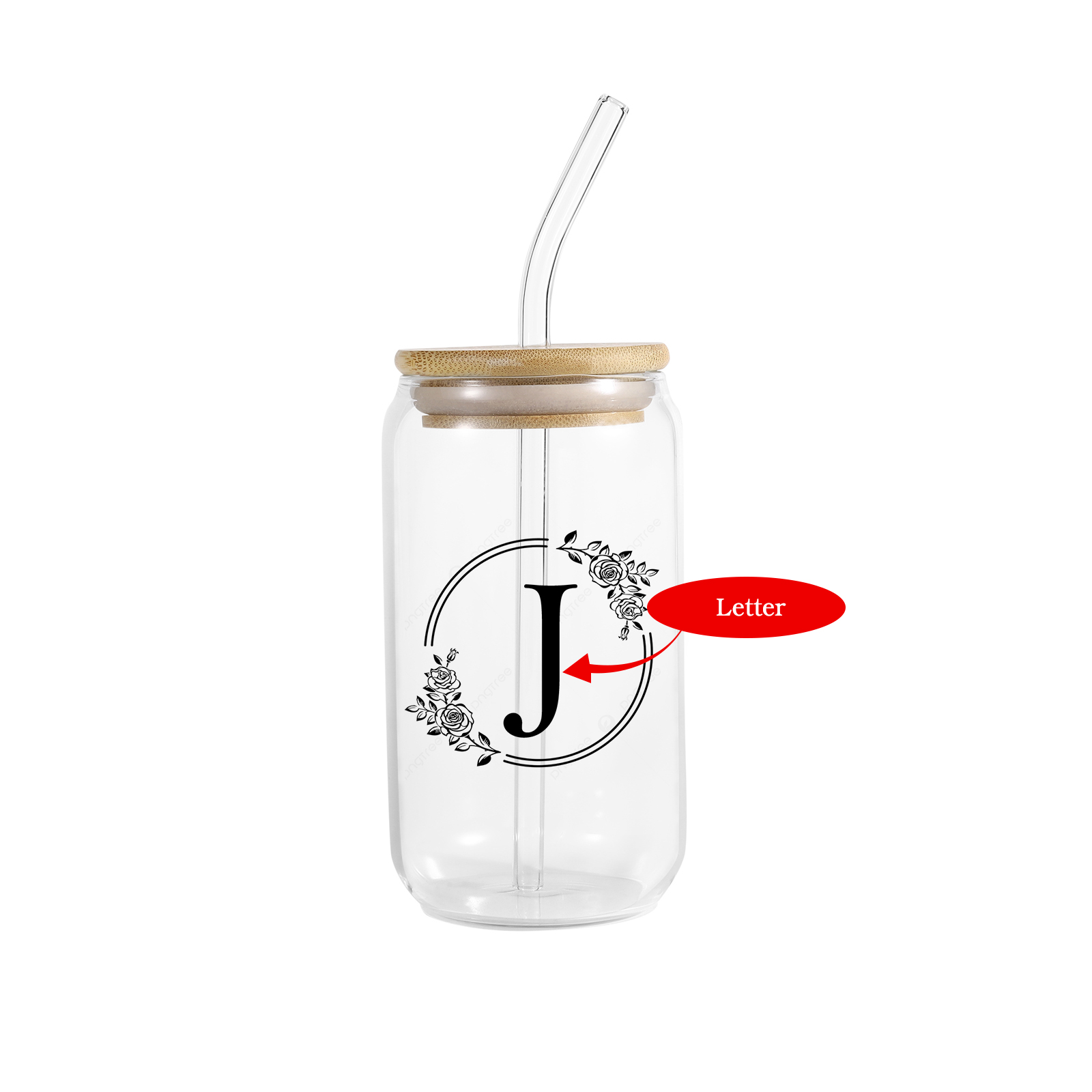 2024 Graduation Gift - Personalised Custom Letter Glass with Glass Straw