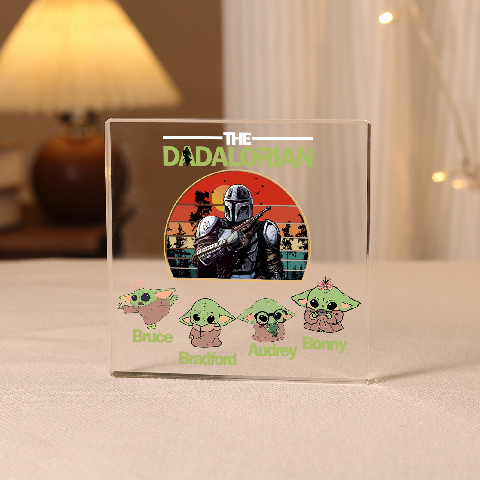 4 Names - Personalised Dadalorians Pattern Custom Name Acrylic Ornament Father's Day Gift