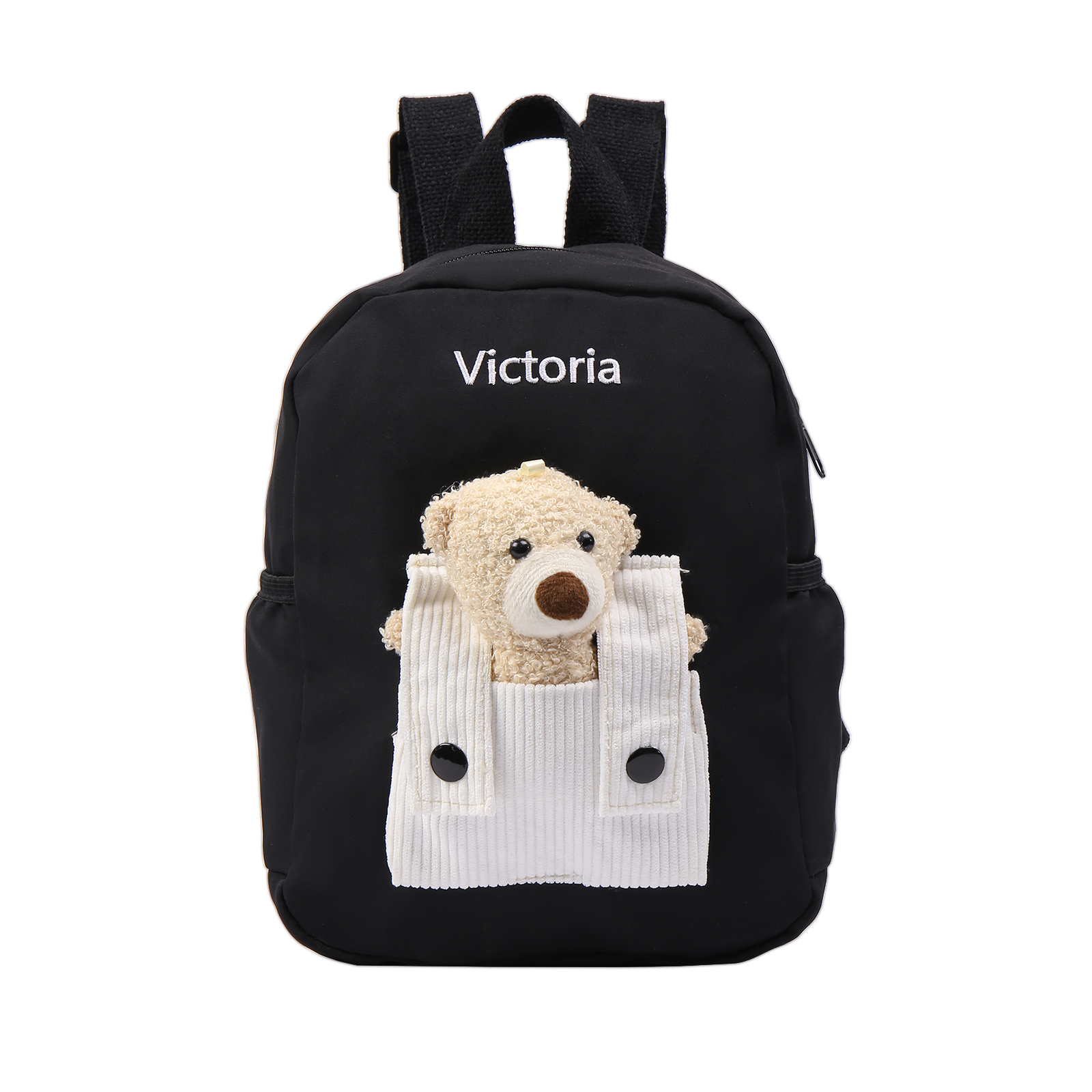 Personalised Bear School Bag Custom Name Canvas Backpack Back To School Gift for Kids