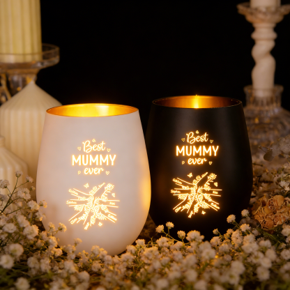 Personalised Glass Candle Holder “Best Mum/Nanny Ever” with 2–7 Children’s Names
