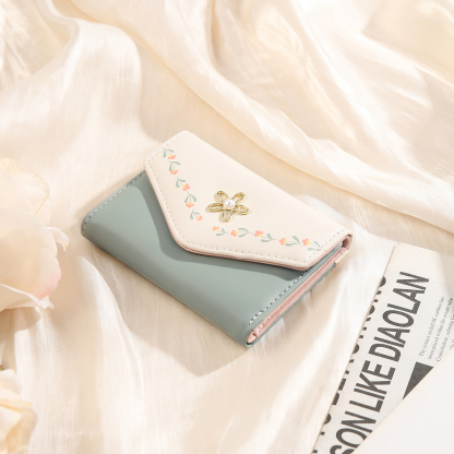 Custom Purse-Women's Personalised Photo PU Leather Flower Folding Wallet for Her