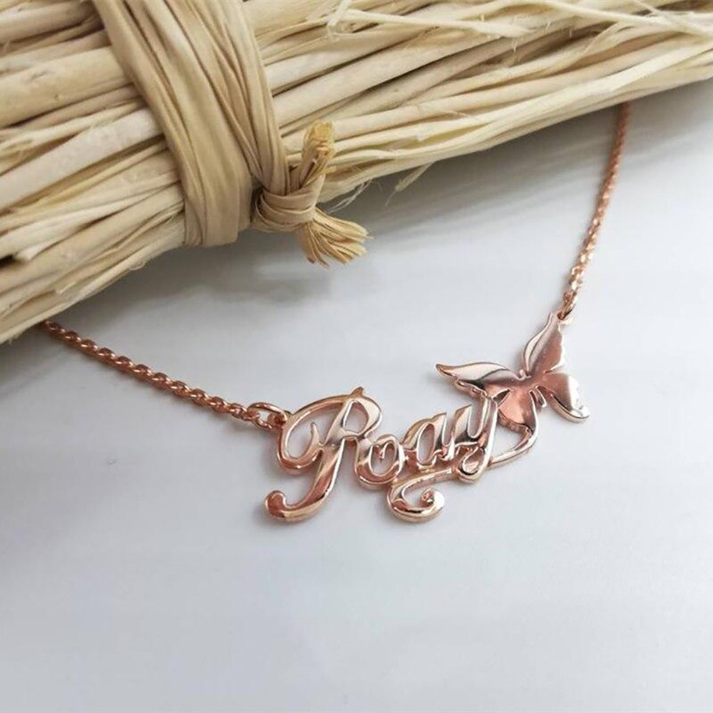 Personalised Butterfly Necklace Custom 1 Name Necklace Gift For Women