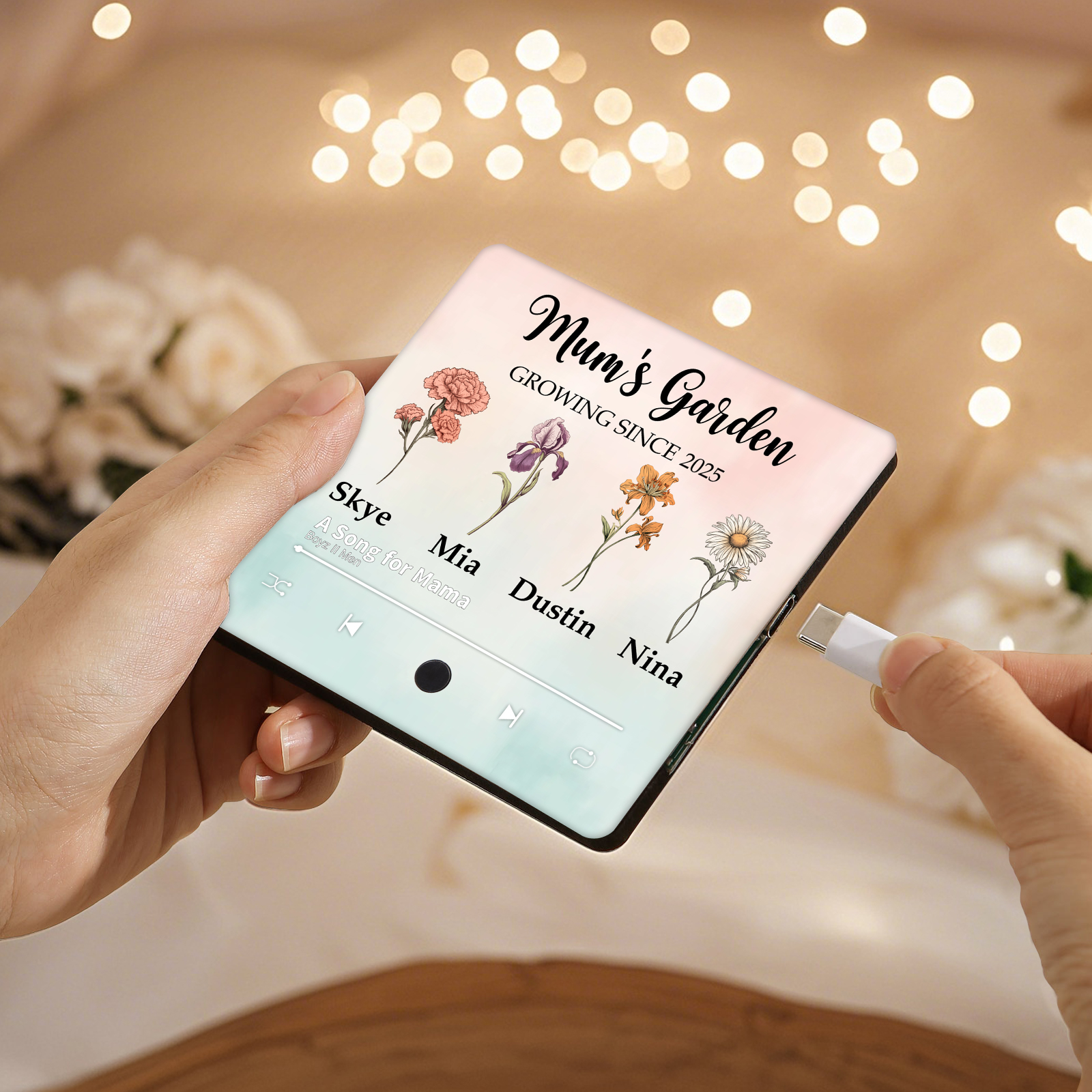 Personalised Photo Music Fridge Magnet, Custom 4 Names and 1 Song Name- Cherish Memories Gift for Couple | Jessemade