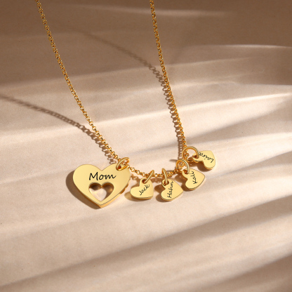 4 Names - Personalised Love Pendant Necklace with Gift Box Customized Name Gift for Her