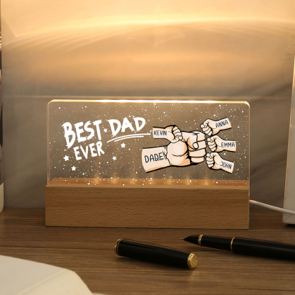 5 Names - Personalised Fist Bump Lamp - Best Dad Ever - Father's Day Gift for Dad