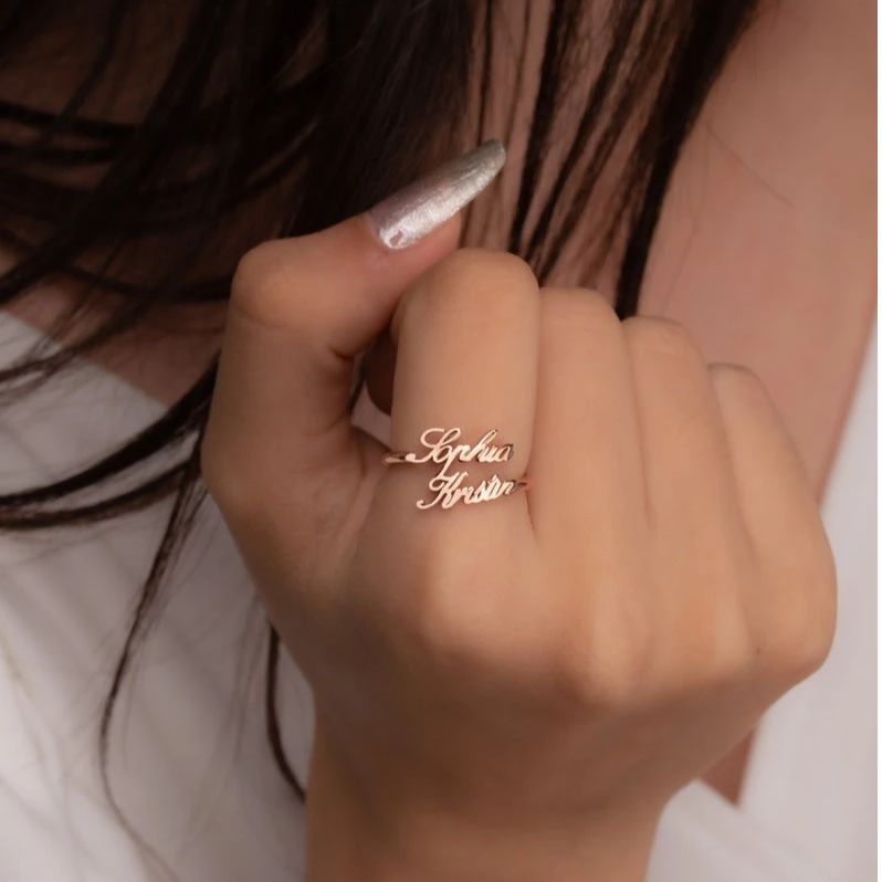 Personalized Name Ring Custom Rings with 2 Names Gifts for Mother Ring