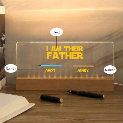 2 Names-Personalised Star Wars Logo Table Lamp-I am their dad-Father's Day Gift For Dad