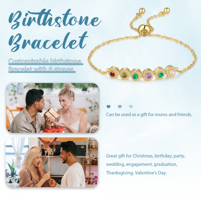 6 Birthstones - Personalised Birthstone Beautiful Bracelet Gift for Her