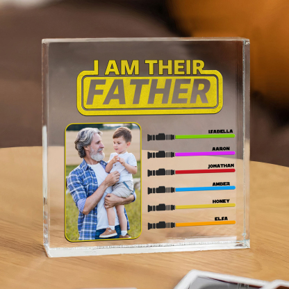 6 Names - Personalised Custom Name & Photo Acrylic Ornament - I AM THEIR FATHER- Father's Day Gift for Dad