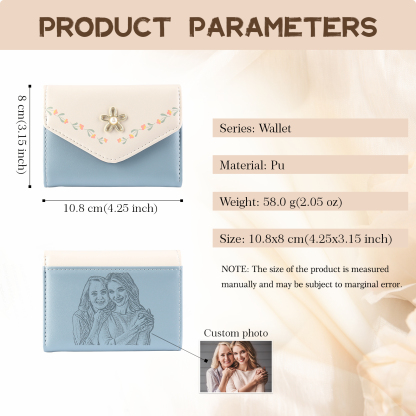 Custom Purse-Women's Personalised Photo PU Leather Flower Folding Wallet for Her