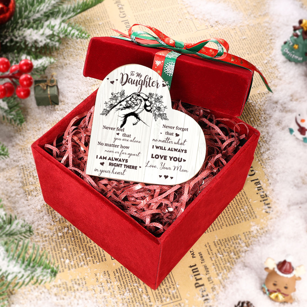 To My Daughter Wooden Heart Candle Holder "Never feel that you are alone"