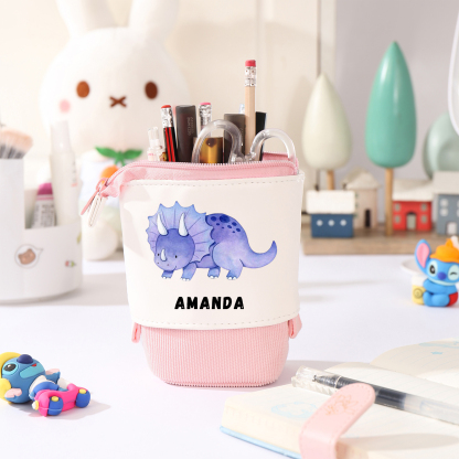 Personalised Pencil Case Custom Name & Dinosaur Pattern Pen Pouch Back To School Gift for Boys Girls