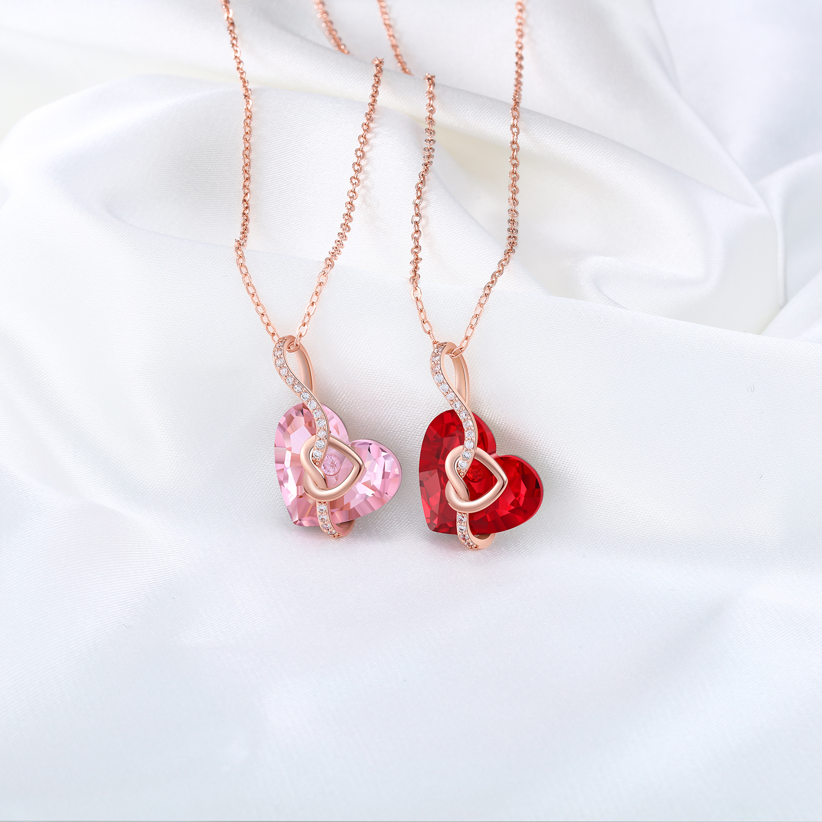 Heart-shaped Crystal Necklace Birthstone Necklace Gifts For Her