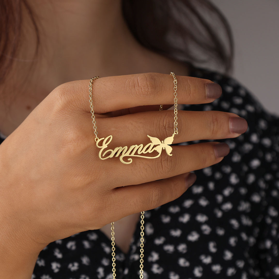 Personalised Butterfly Necklace Custom 1 Name Necklace Gift For Women